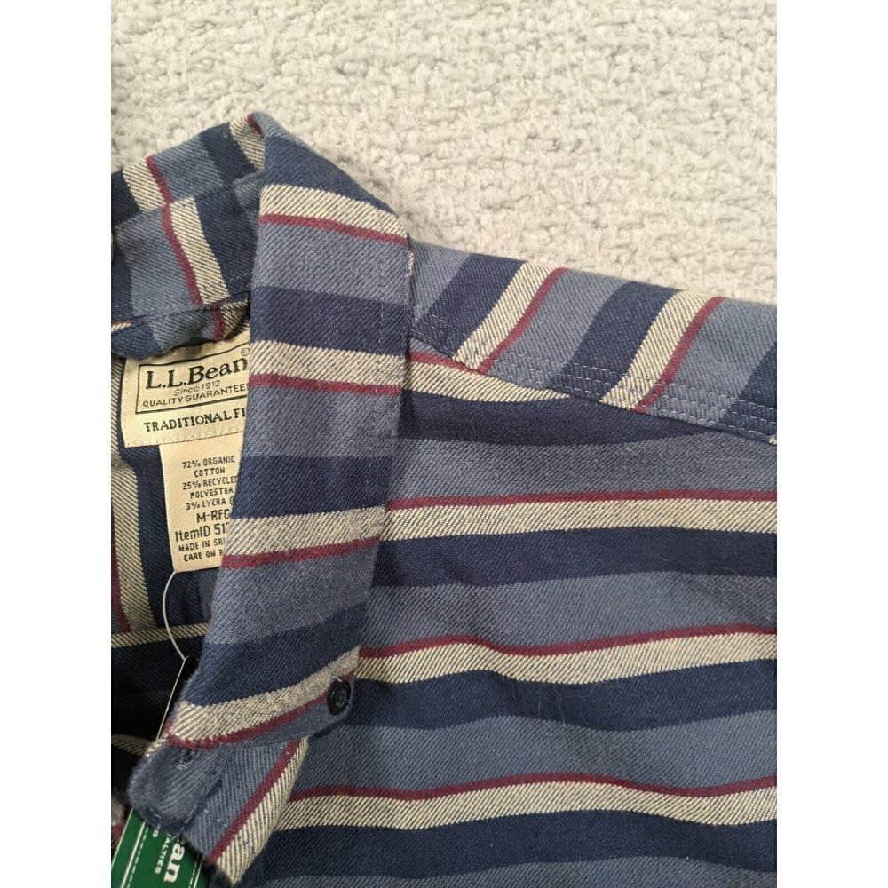 LL Bean Comfort Stretch Flannel Button Shirt Mens Medium Stripe Traditional Fit - Picture 11 of 11
